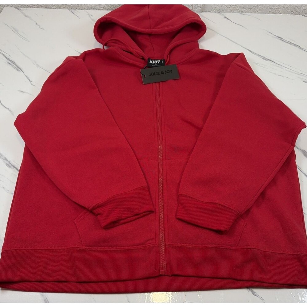 Jolie & Joy Red Full Zip Up Hoodie Jacket Size 2X